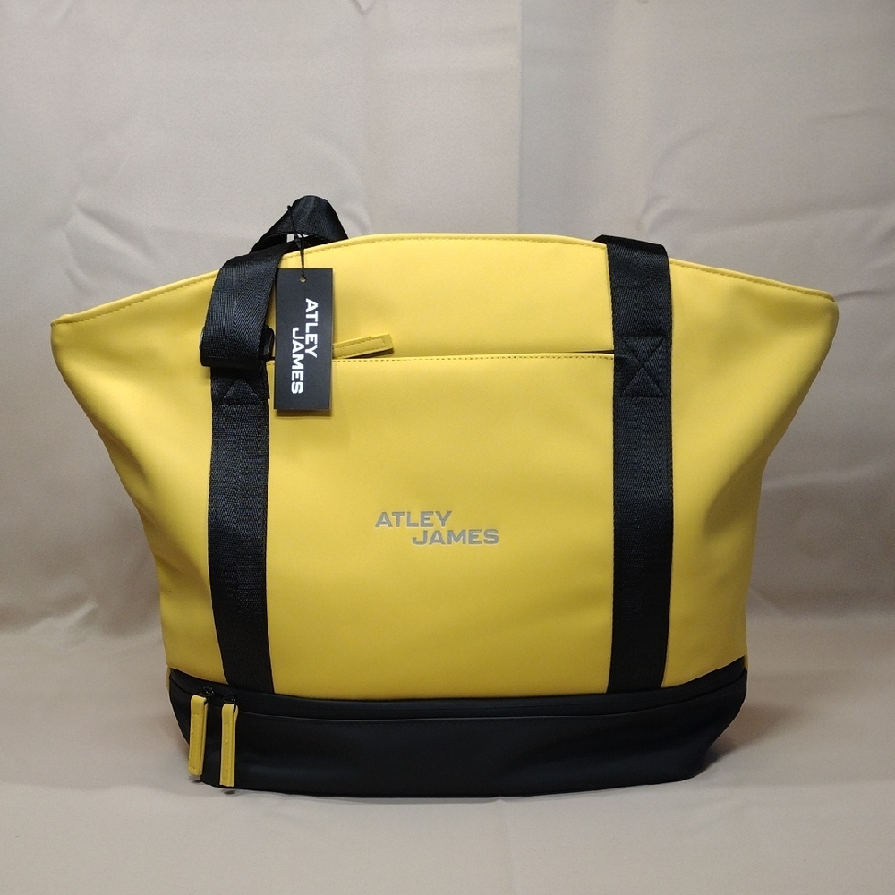 NWT Atley James Yellow Black Tote Computer Shoulder Bag Large Work Office Purse